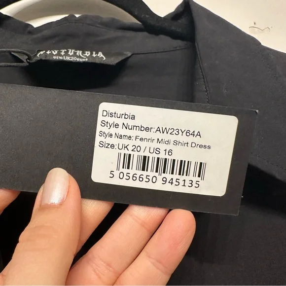 NWT Disturbia Fenrir Midi Shirt Dress Black 16 - Picture 9 of 11